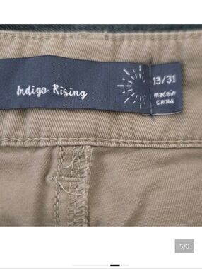 Wide Leg Cargo‎ Pants Khaki Tan Skater Casual Womens 13 Cotton Indigo Rising
